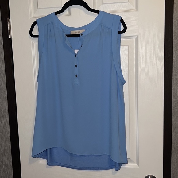 LOFT Henley Mixed Media Shell, Size Large, NWT - Picture 4 of 11
